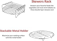Vista 1 de Air Fryer Rack XL Air Fryer Accessories Set of 2, Double Layer Rack with Skewer, Stackable Metal Holder