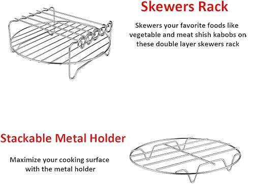 Juego de 2 accesorios para freidora de aire XL, estante de doble capa con pincho, soporte de metal apilable