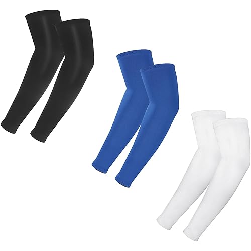 3Pairs Arm Sleeves for Kids, Outdoor Breathable Elastic Ice Sleeve for Youth Basketball Football Baseball Sports