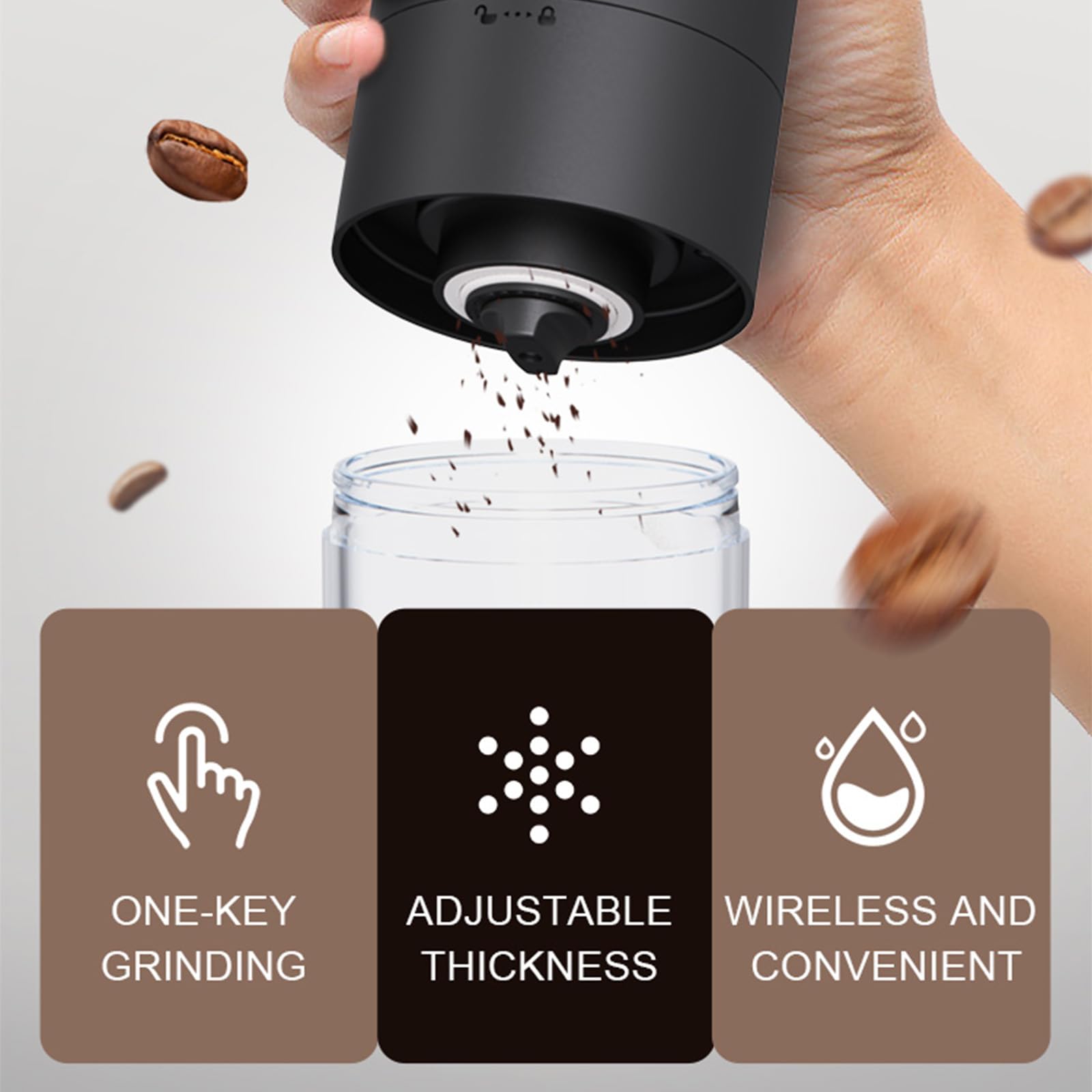 Moulin à Café Électrique Portable COZHYESS - Meule Céramique, Rechargeable, Pour Café Noix Épices