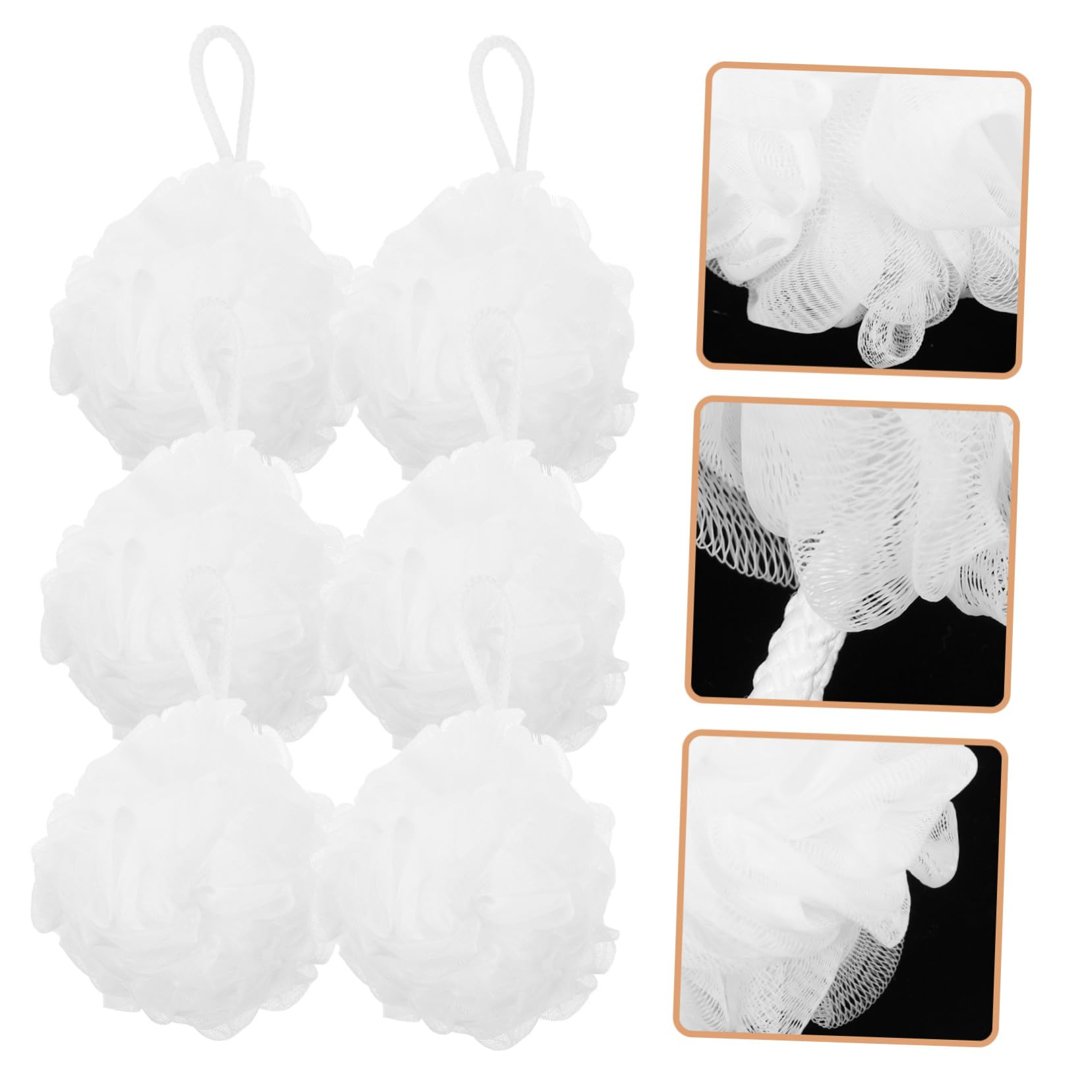 Esponja de Baño Portátil Color Claro 6 Piezas Pe y Cuerda de Algodón