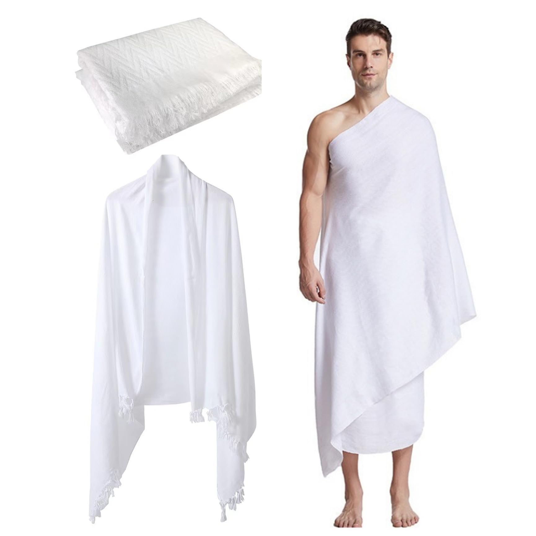 Ihram para Umrah de hombre que absorbe el sudor, juego de 2 piezas cómodas de 43x83 pulgadas