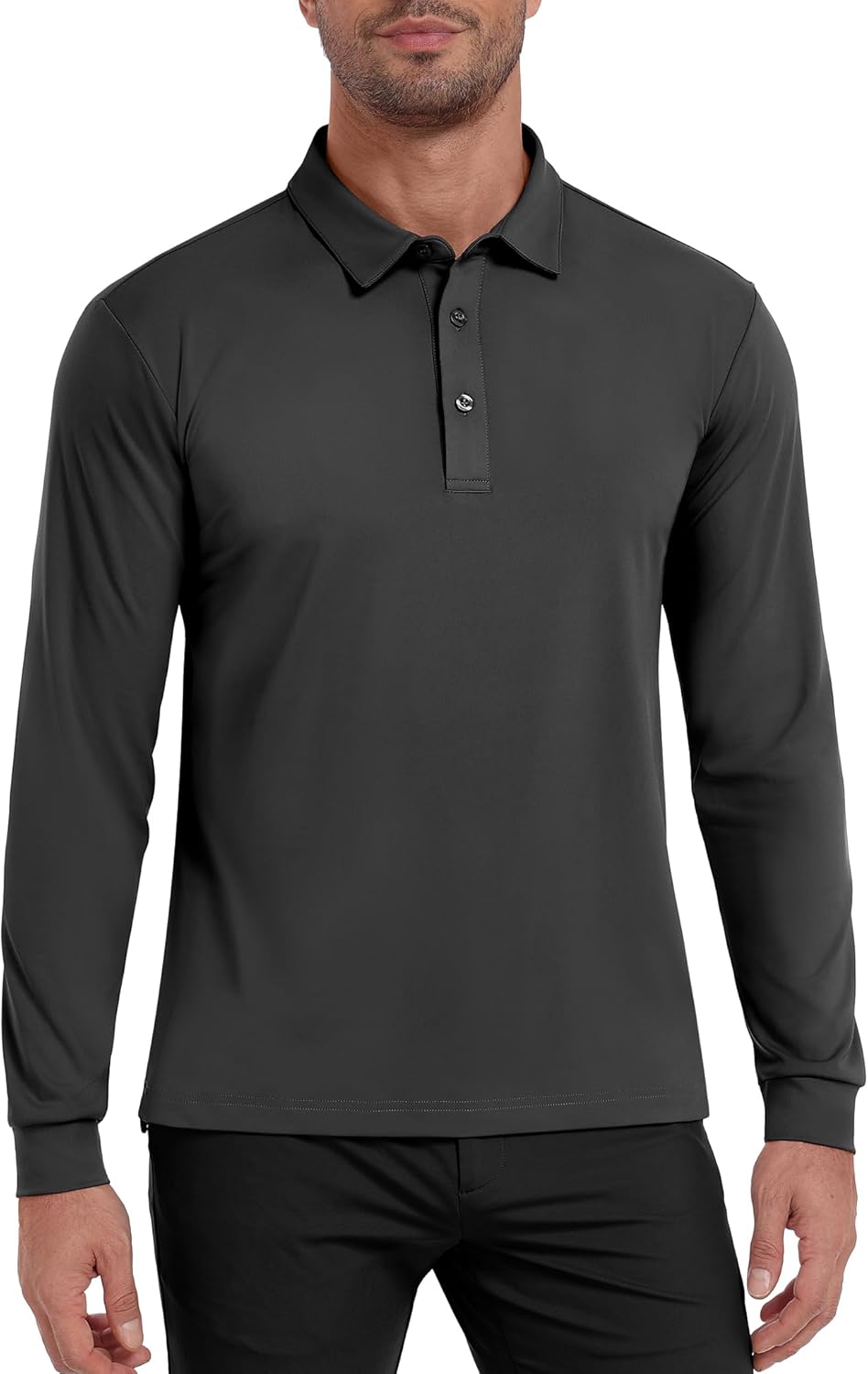 MIER Polo Shirts for Men Long Sleeve Dry Fit Golf Athletic Work Collared Shirt with UV SPF Sun Protection (Inherent UPF 50+)
