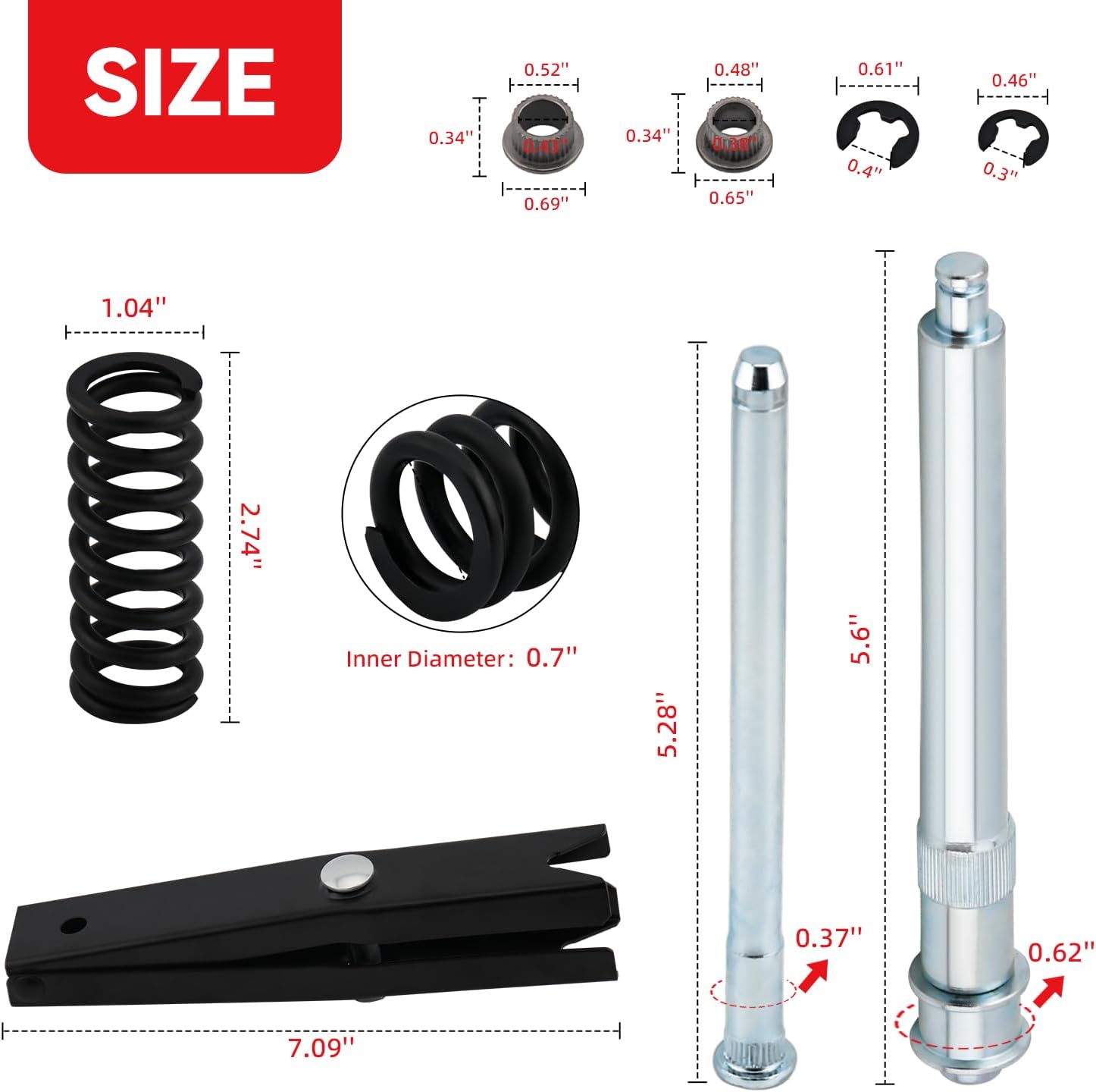 Door Hinge Pin and Bushing Kit - Compatible with 1988-2002 C1500/C2500/C3500/K1500/K2500/K3500 Suburban Tahoe Yukon Escalade - with Spring and Compressor Tool - Replaces 38416, 15685040, 38436