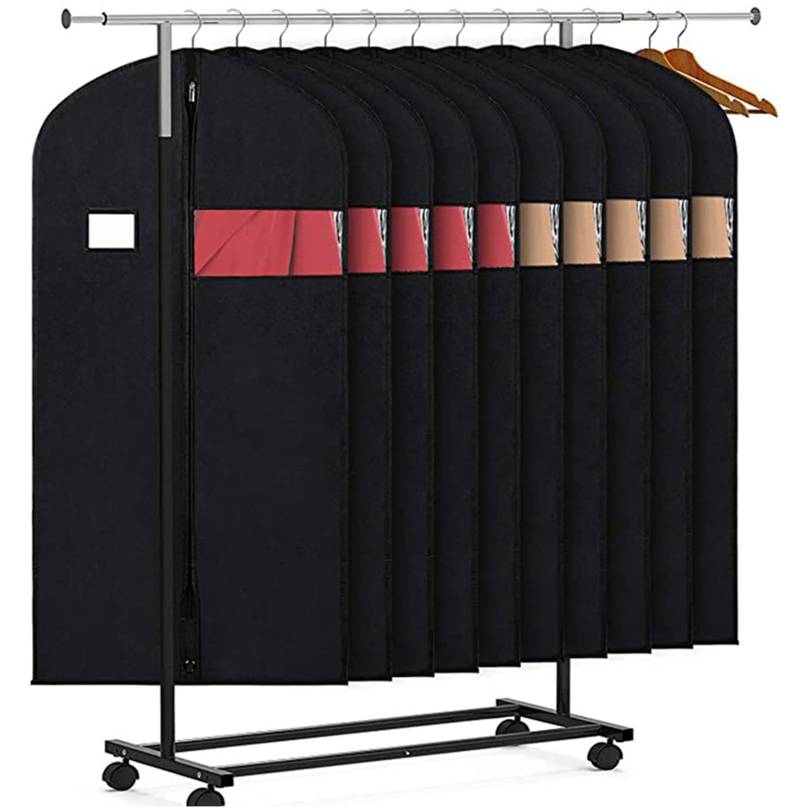 Bolsa de almacenamiento para fundas de ropa, fundas para ropa con cremallera, bopara armario, viajes, adecuadas para trajes, abrigos, chaquetas, jerseys, etc., negro-110x60cm (gris 110x60cm)