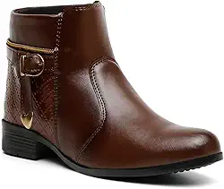 Coturno Feminino Botinha em Couro Salto Baixo