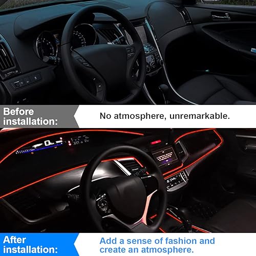 Miniatura 6 de Tira de luces LED de cable EL, tira de luz de neón automática USB de 10 pies con borde de costura, kits de iluminación ambiental electrouminiscente