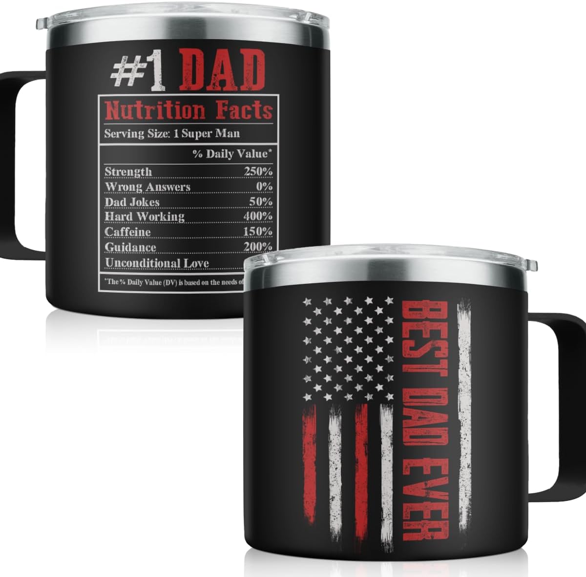 Dad Tumbler 14oz Insulated Coffee Mug with Handle Best Dad Ever Cup Stainless Steel Travel Tumblers Gifts for Birthday Christmas Gift for Daddy Dads Father from Daughter Son