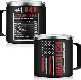 Dad Tumbler 14oz Insulated Coffee Mug with Handle Best Dad Ever Cup Stainless Steel Travel Tumblers Gifts for Birthday Christmas Gift for Daddy Dads Father from Daughter Son