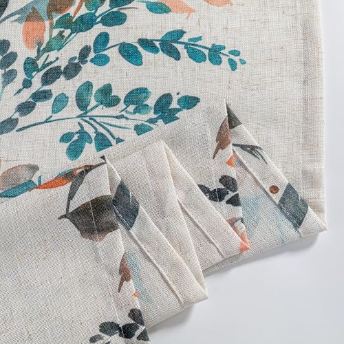 Image of MYSKY HOME Floral Linen French Door Curtains 40 inch Long 2 Panels for Front Door Light Filtering Privacy Semi Sheer Window Curtains with Rod Pocket, Burnt Orange, 24 inch W Each Panel
