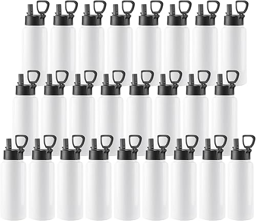 Miniatura 7 de PYD Life Paquete de 8 vasos de sublimación en blanco de 22 onzas, botella de agua deportiva de acero inoxidable de boca ancha, termo al vacío con