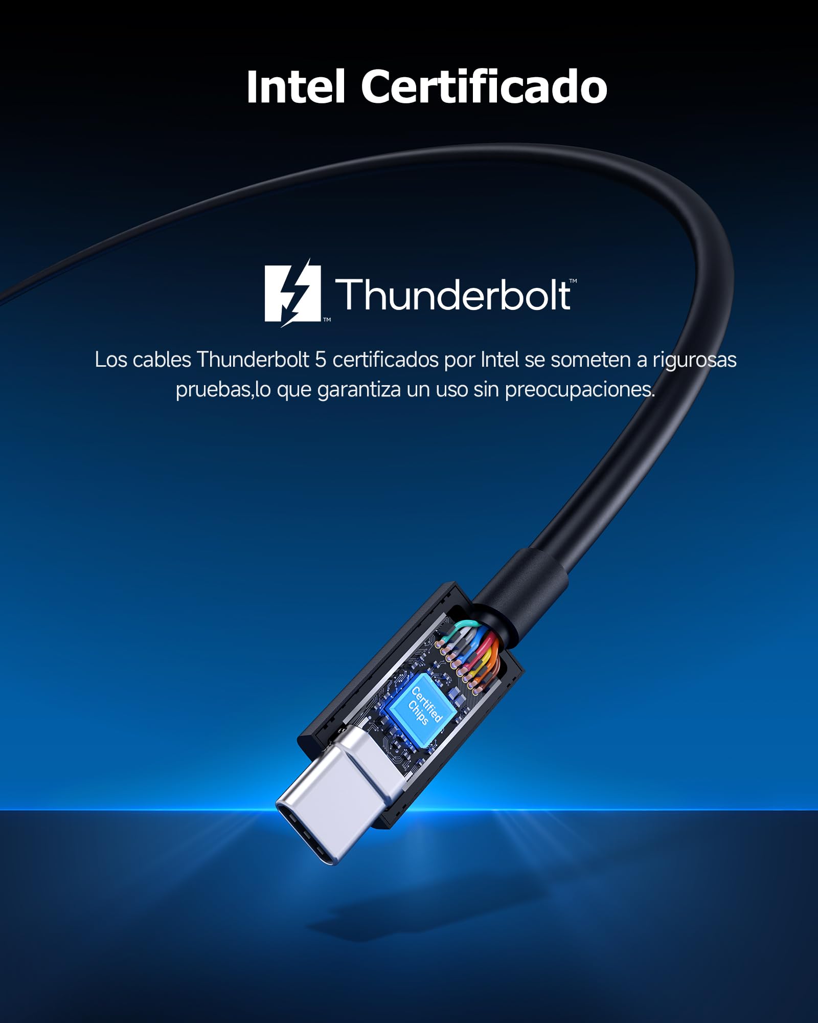 Cable Matters [Certificado por Intel Cable Thunderbolt 5 en ángulo recto de 80G con aumento del ancho de banda de hasta 120G y carga de 240 W - 0,8 m, compatible con Thunderbolt 4, USB4, USB C, negro