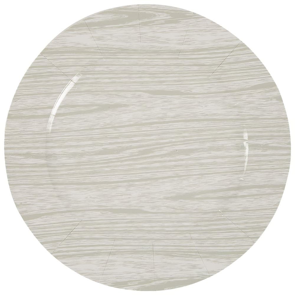 Fun Express White Washed Faux Wood Chargers – Elegant Durable Table Setting Accents for Weddings Parties Special Events – Stylish Table Decor Enhancer – Catering Banquets Special Occasions – 25 Pieces