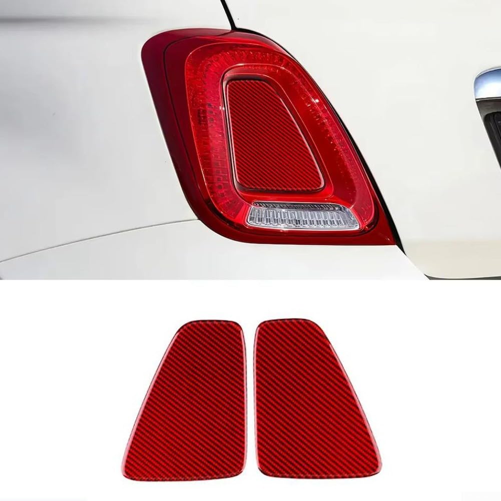 Paire de coques de feux arrière pour Fiat 500 pour Abarth 595 695 2017-2023, autocollant en fibre de carbone souple (carbone rouge)