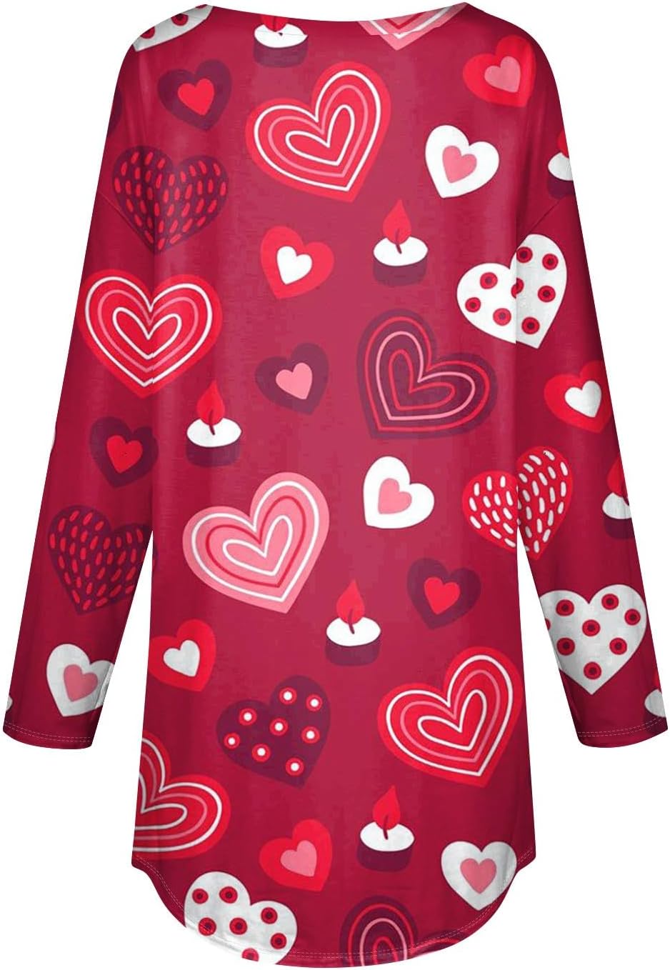 Heart Shirts for Women Valentines Day Tops Crewneck Long Sleeve Tunics Blouses Fashion Soft Cozy Festival T Shirt