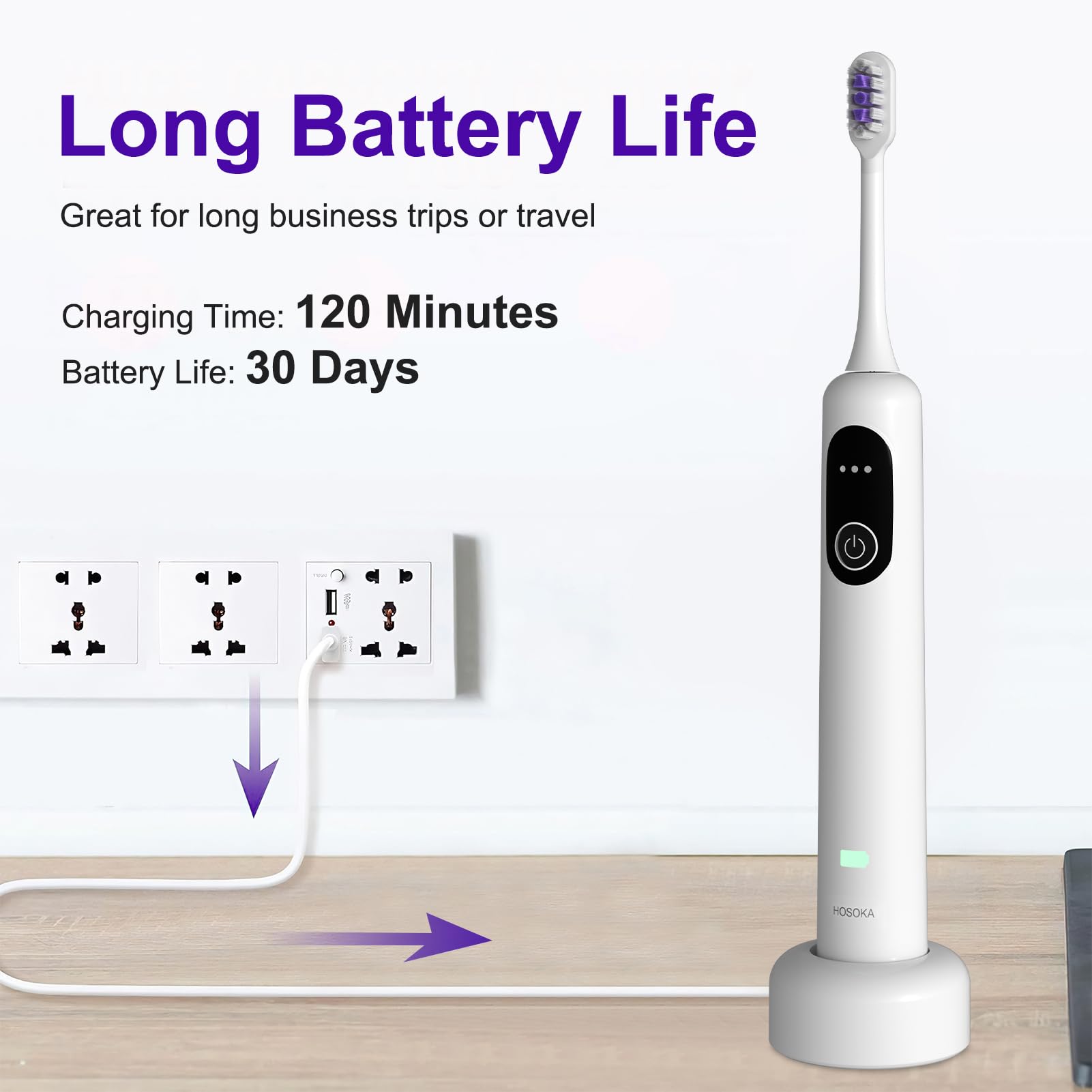 Cepillo de dientes eléctrico para adultos, oscilante de 60° y vibración, cepillo de dientes eléctrico sónico, cepillo de dientes eléctrico Wave con aplicación configurable, 3 cabezales de cepillo,