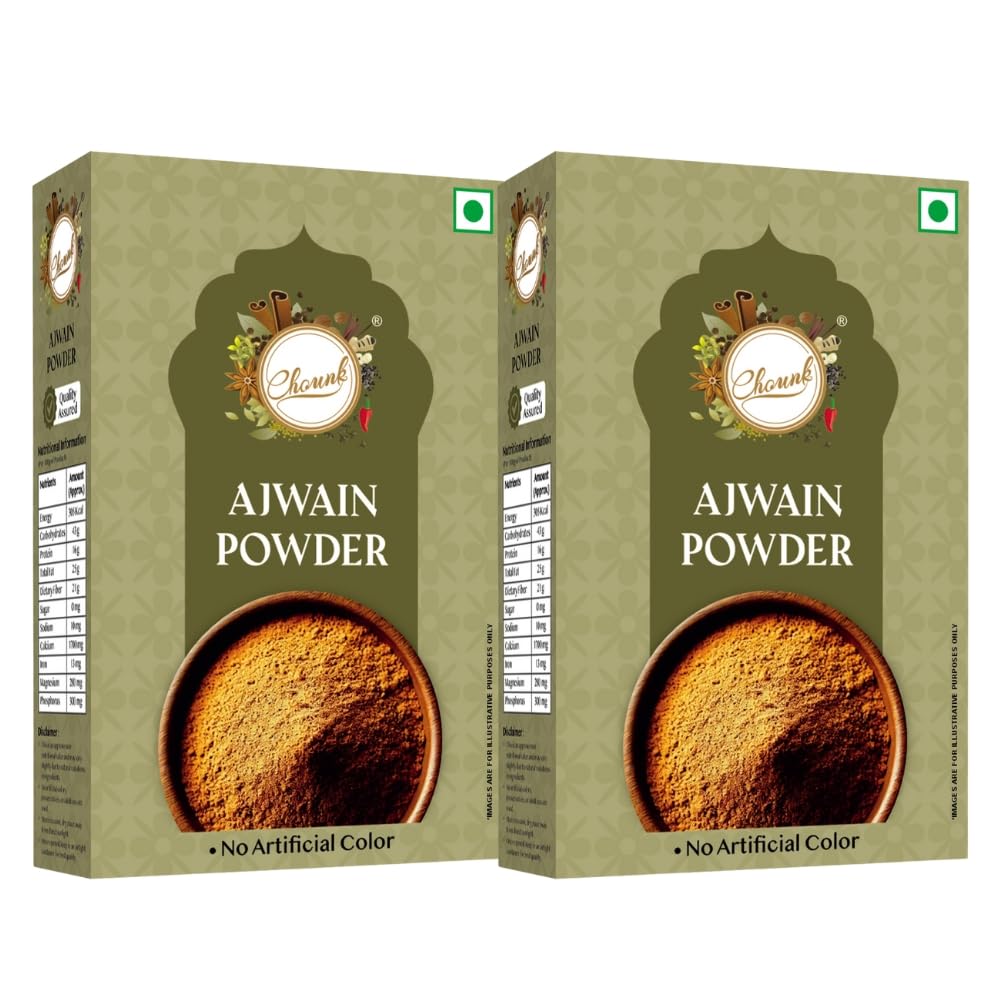 Chounk Spices Natural Ajwain Powder | Carom Seeds Powder with No Preservatives and No Additives | Carom Seeds Bishops Weed Powders - 200 gm (Pack of 2 x 100 grams)