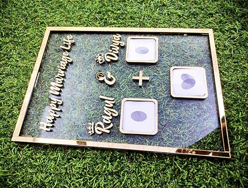 Image of Big size Couple Thumb Gift | 42x29.7 CM | Wedding Thumb Print | Couple Gift| Finger Print Gift| Personalized Text | Anniversary Gift (Golden Big)