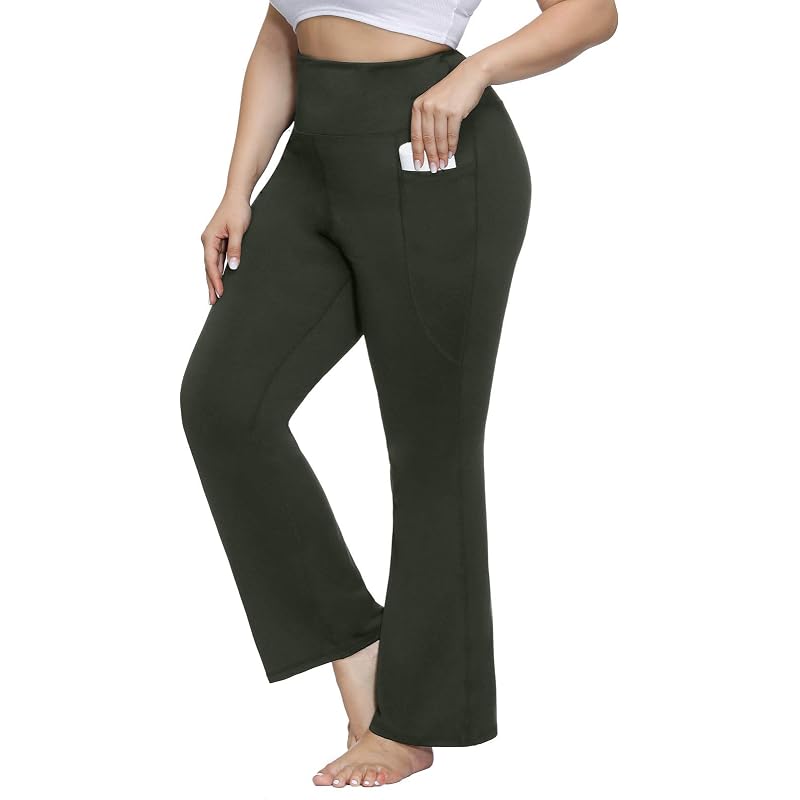 Pockets High Waisted Workout Pants Bootleg