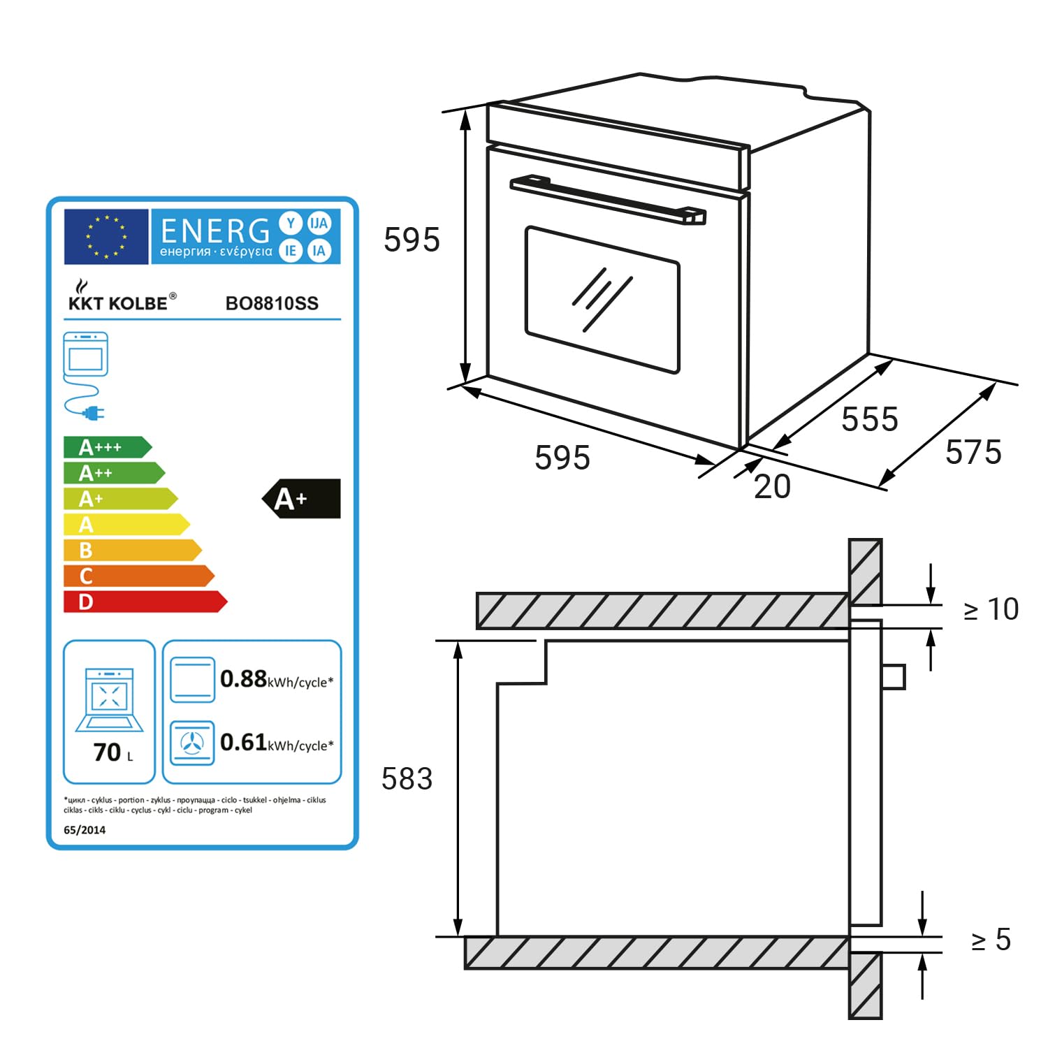 Herdset 60cm Einbaubackofen BO8810SS + 60cm Induktionskochfeld IH85901FZ Heißluft Teleskopauszüge Automatik-Timer Kindersicherung