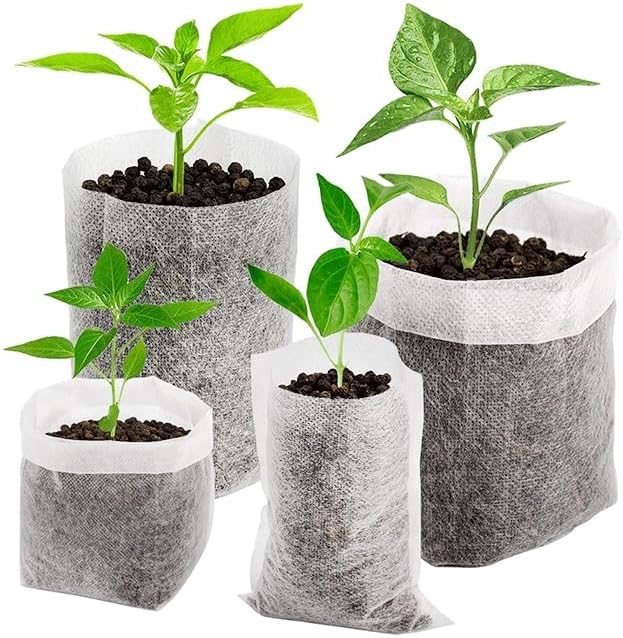 100Pcs Plant Grow Bags Non-Woven Fabric Seeds to Sow Flower Pots, for Gardening Accessories(14x16cm)
