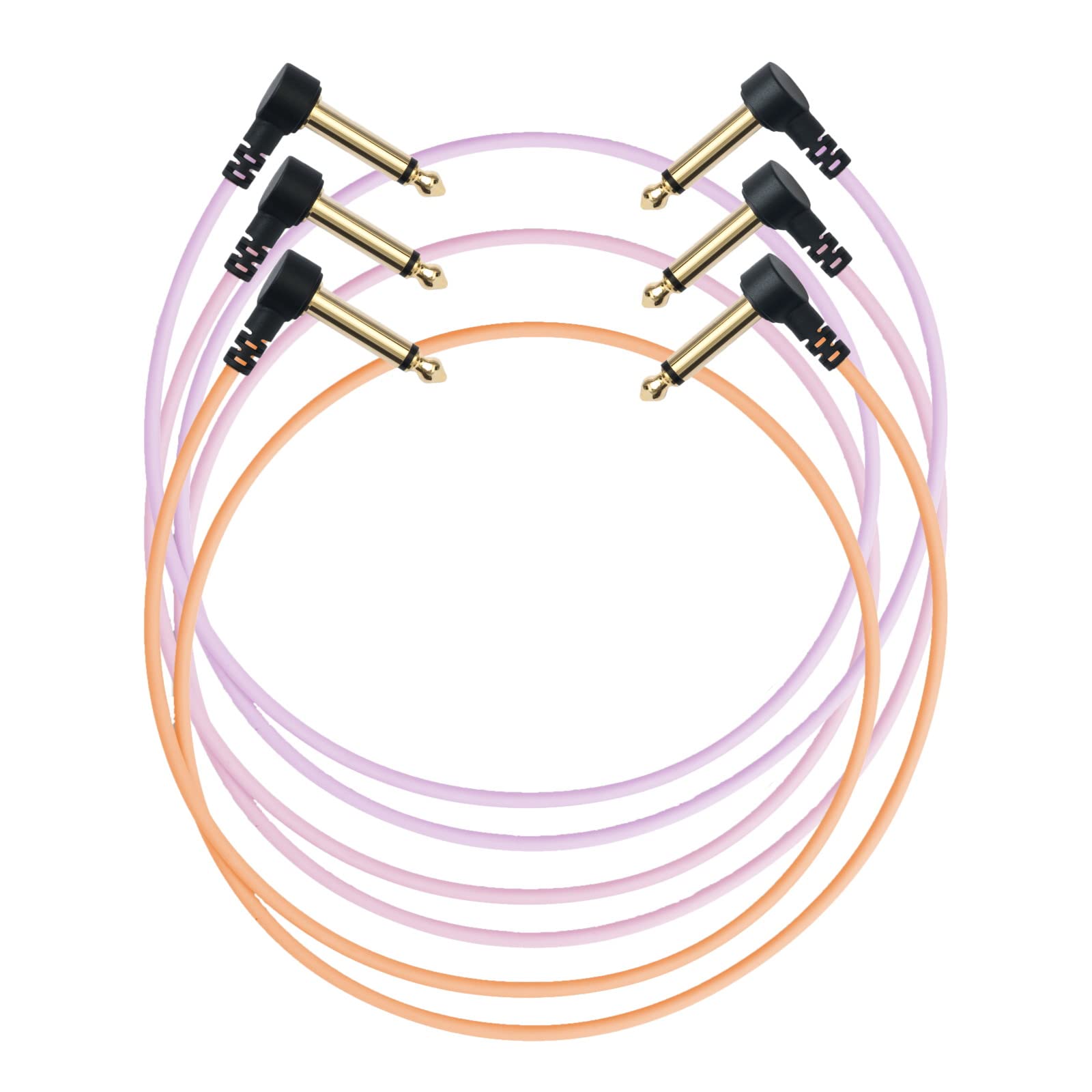MyVolts Candycords Pedal to Pedal Patch Audio Cables Sunset in The Mountains 3-Pack, Flat Angled Large Mono Jack to Flat Angled Large Mono Jack, 13.75
