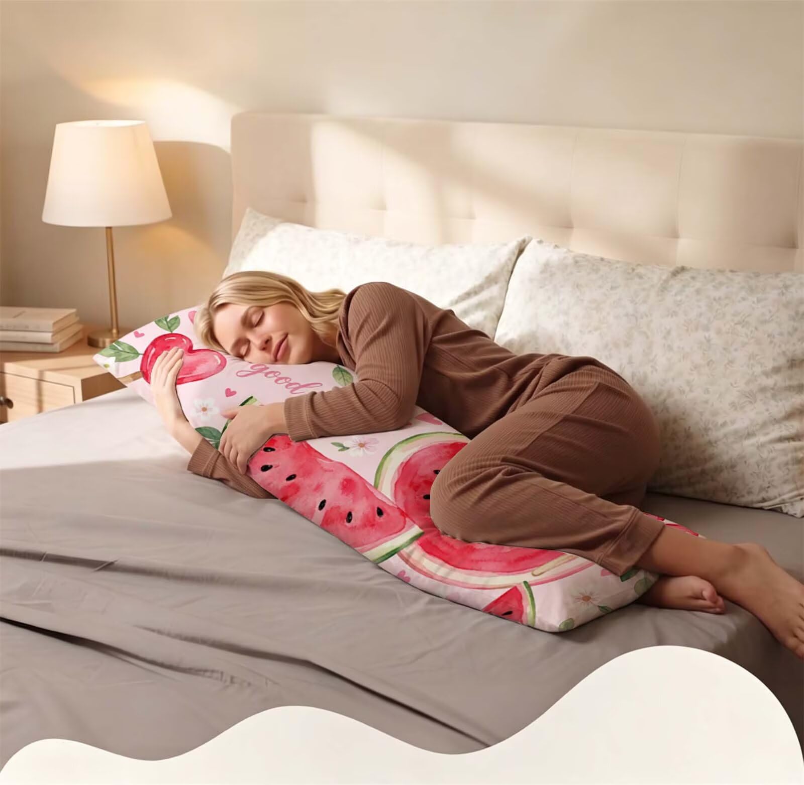Pink-35 Seitenschläferkissen bezug 55 x 160 cm Schwangerschaftskissen Samt | Frucht-5 Langes Kissenbezug mit Unsichtbarer Reißverschluss XXL Kissenbezug Komfortkissen für Bett Sofa Deko j-161