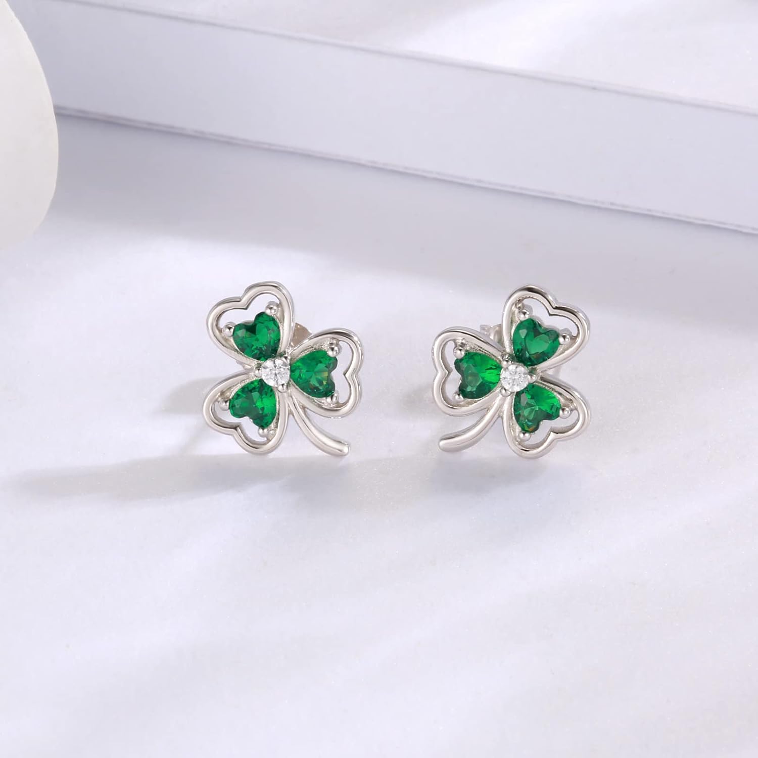 925 Sterling Silver Clover Stud Earrings Shamrock Irish Ear Studs St Patricks Day Jewelry Gifts for Women - Image 3