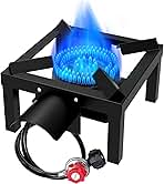 BESTFIRE Propane Burner,100,000 BTUs High Pressure Single Propane Stove with 4.1ft Adjustable Hose with Regulator,Gas Stove for Outdoor Cooking, Turkey Fry, Seafood Boil
