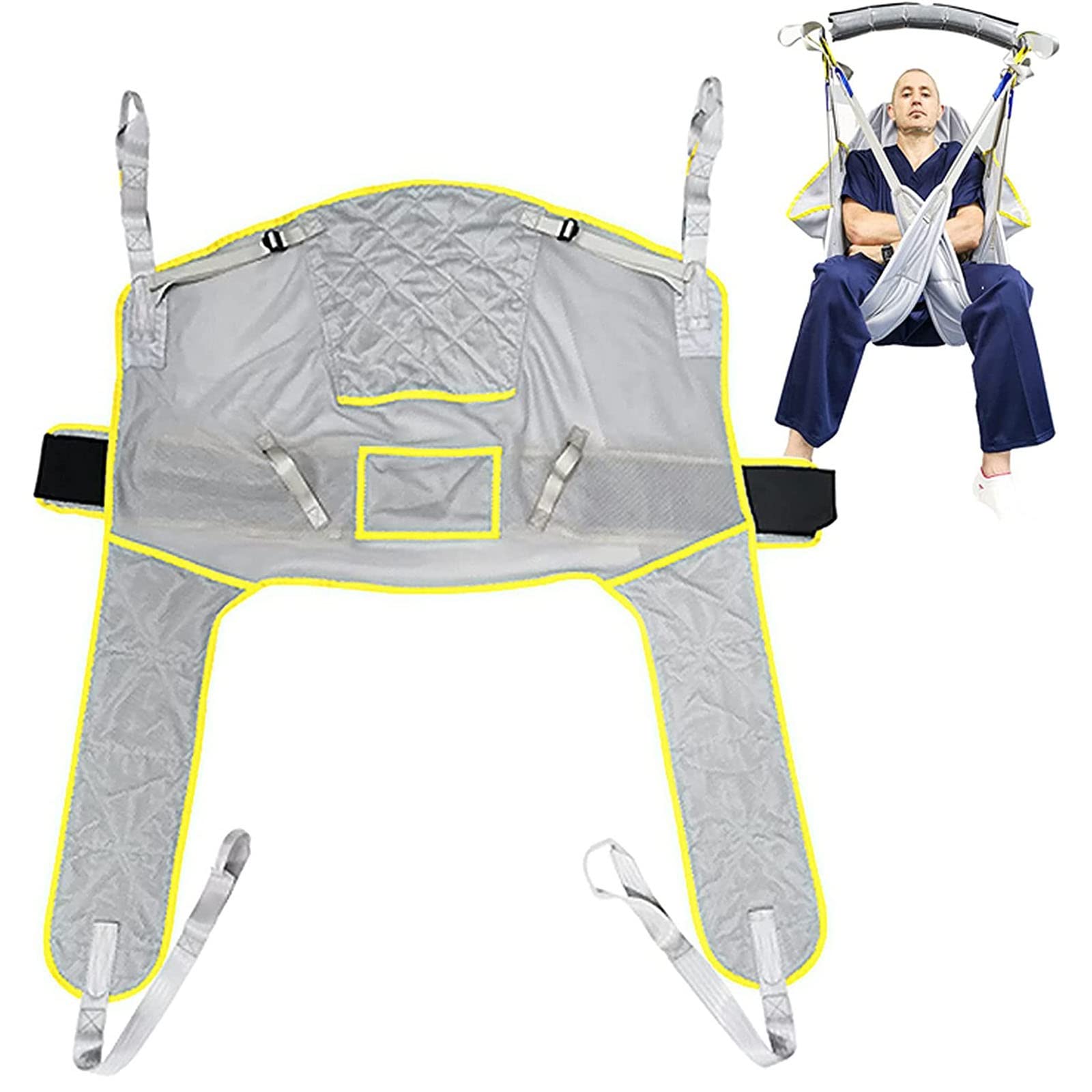 BITWIT Arnes Grua Traslado Enfermos Personas Mayores, Cinturón de Transferencia Paciente Cuerpo Complet, Transferencia de la Cama a la Silla de Ducha y al Inodoro, Carga-230kg (Size : L)