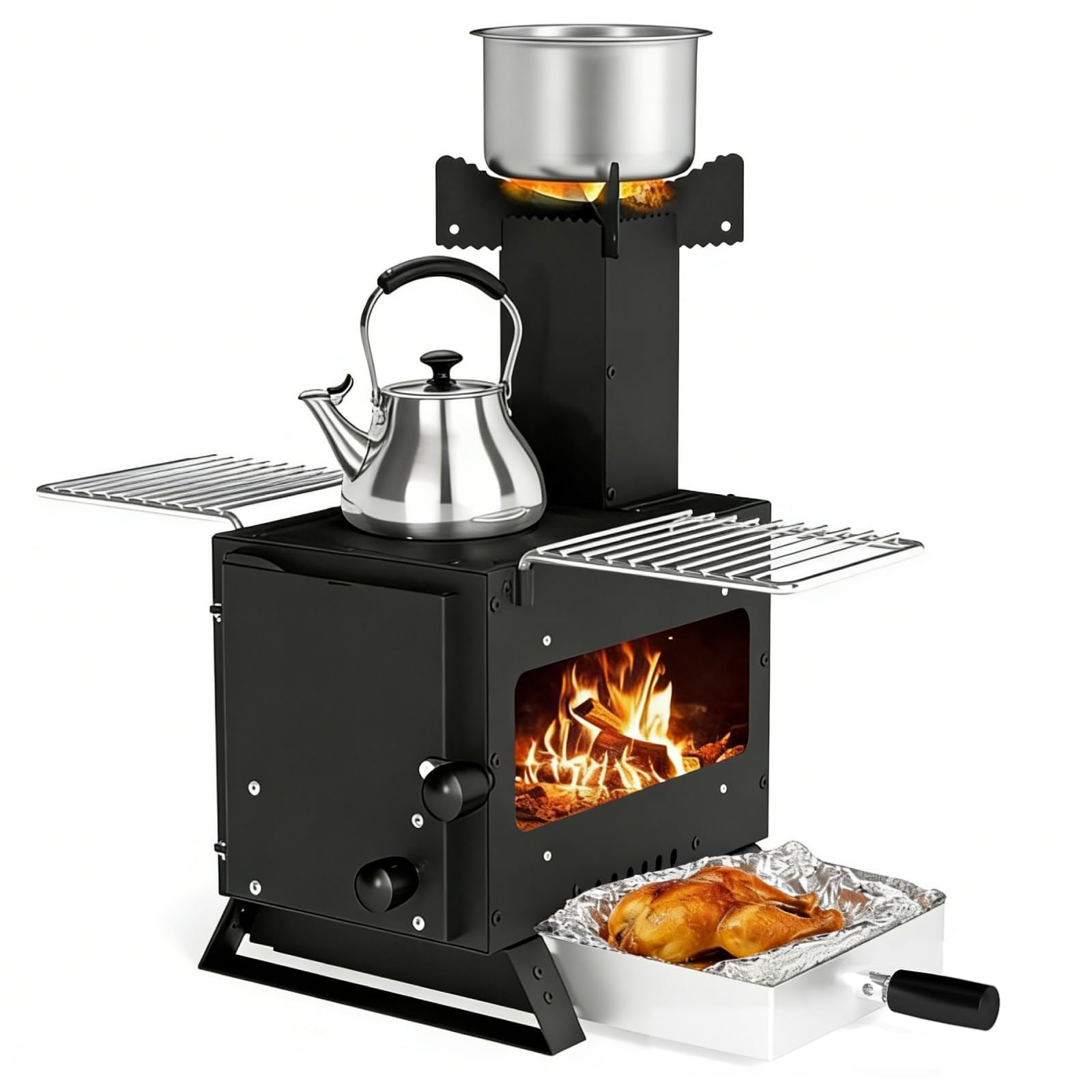 SPOTRAVEL Portable Wood Stove, Camping Burning Stove (54 x 36 x 44cm)