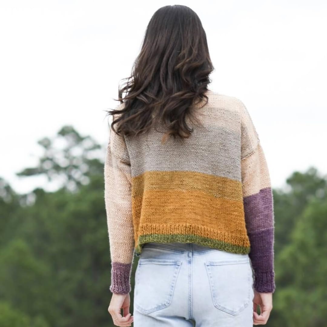 Lion Brand Mandala Hilo multicolor para ganchillo y punto, hilo para manualidades, tonos marrón, rojo, beige, naranja y amarillo (Banshee), paquete de 3