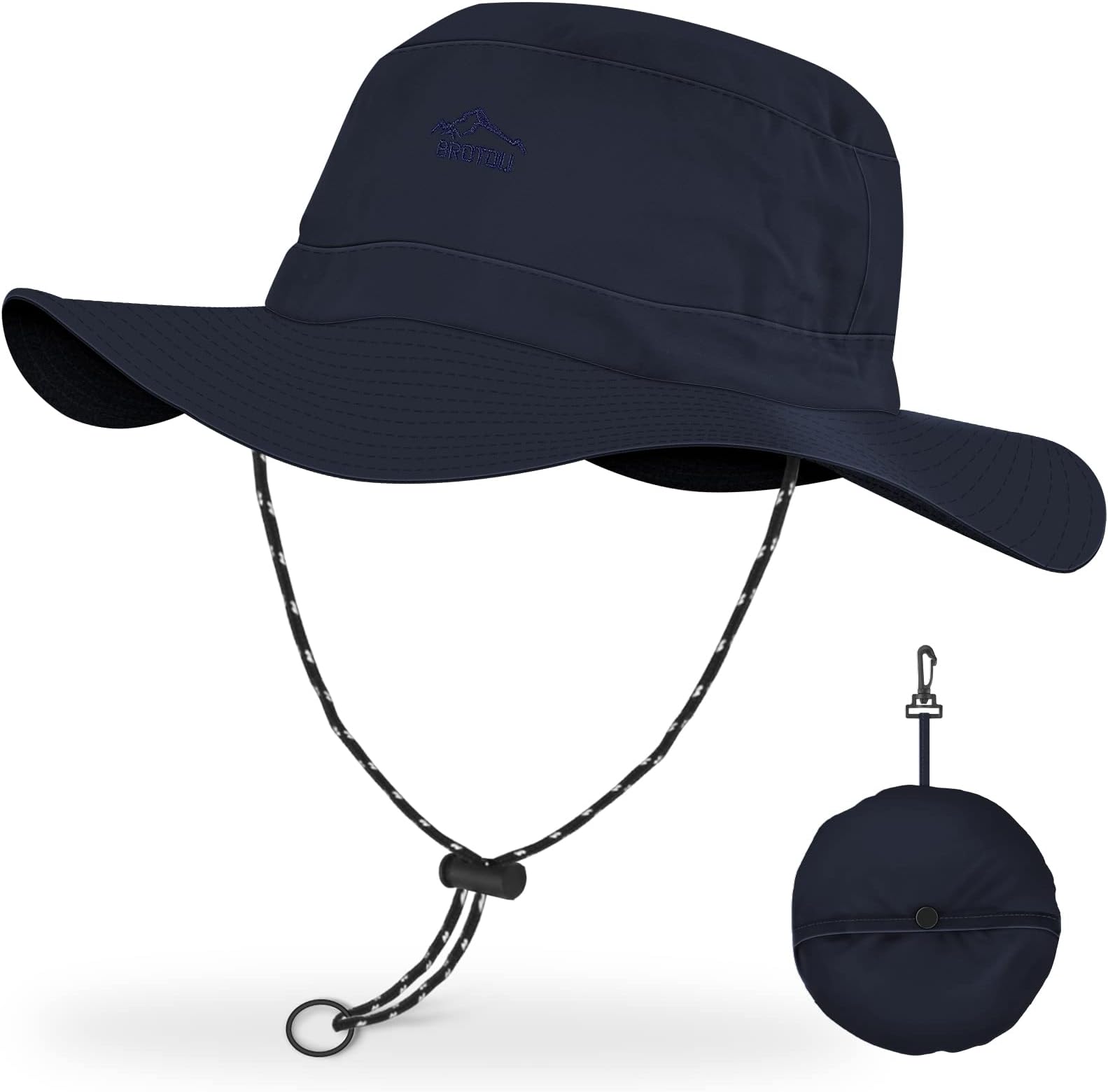 BROTOU Sun Hats Fishing Hats, UPF 50+ Wide Brim Outdoor Protection Hat (Grey), Navy Blue, One size