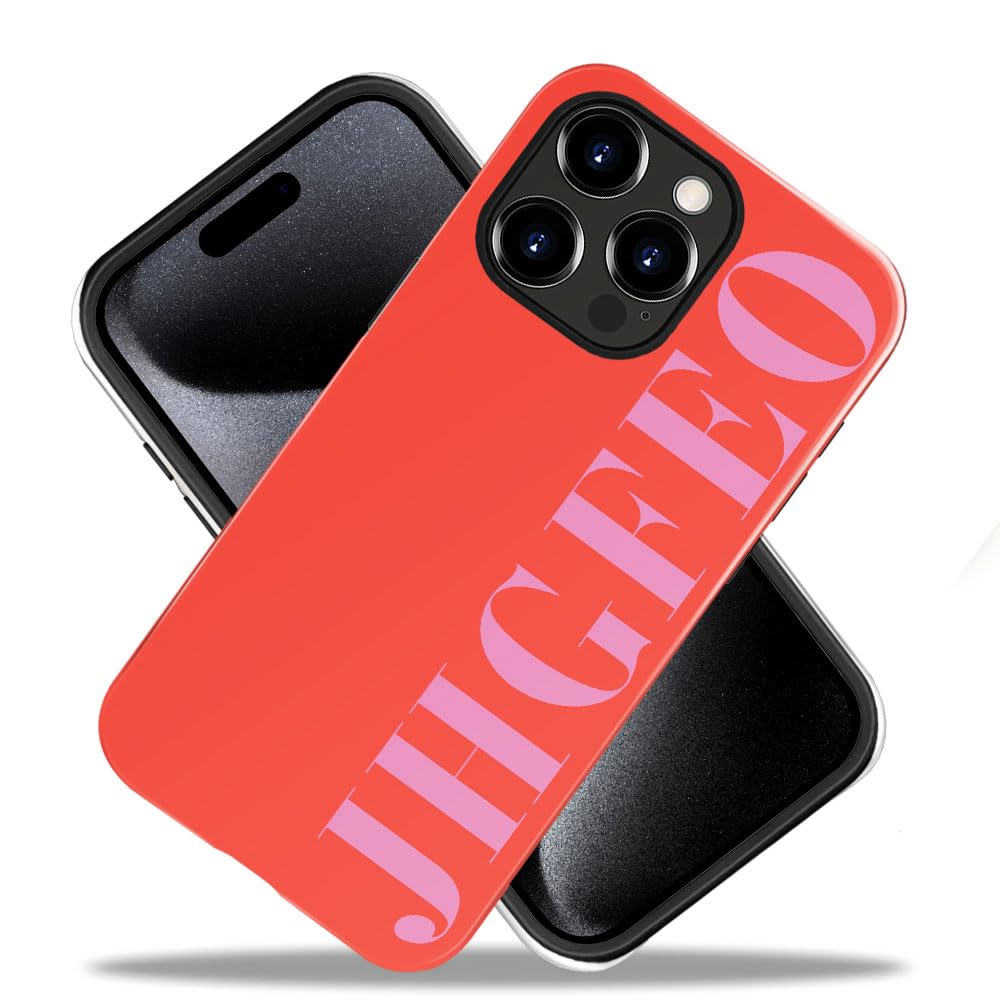 Funda personalizada personalizada con monograma inicial rosa 014 diseño para iPhone 16 Pro Max 15 14 12 13 11 Plus, funda rígida híbrida brillante de 2 capas a prueba de golpes, para niñas y