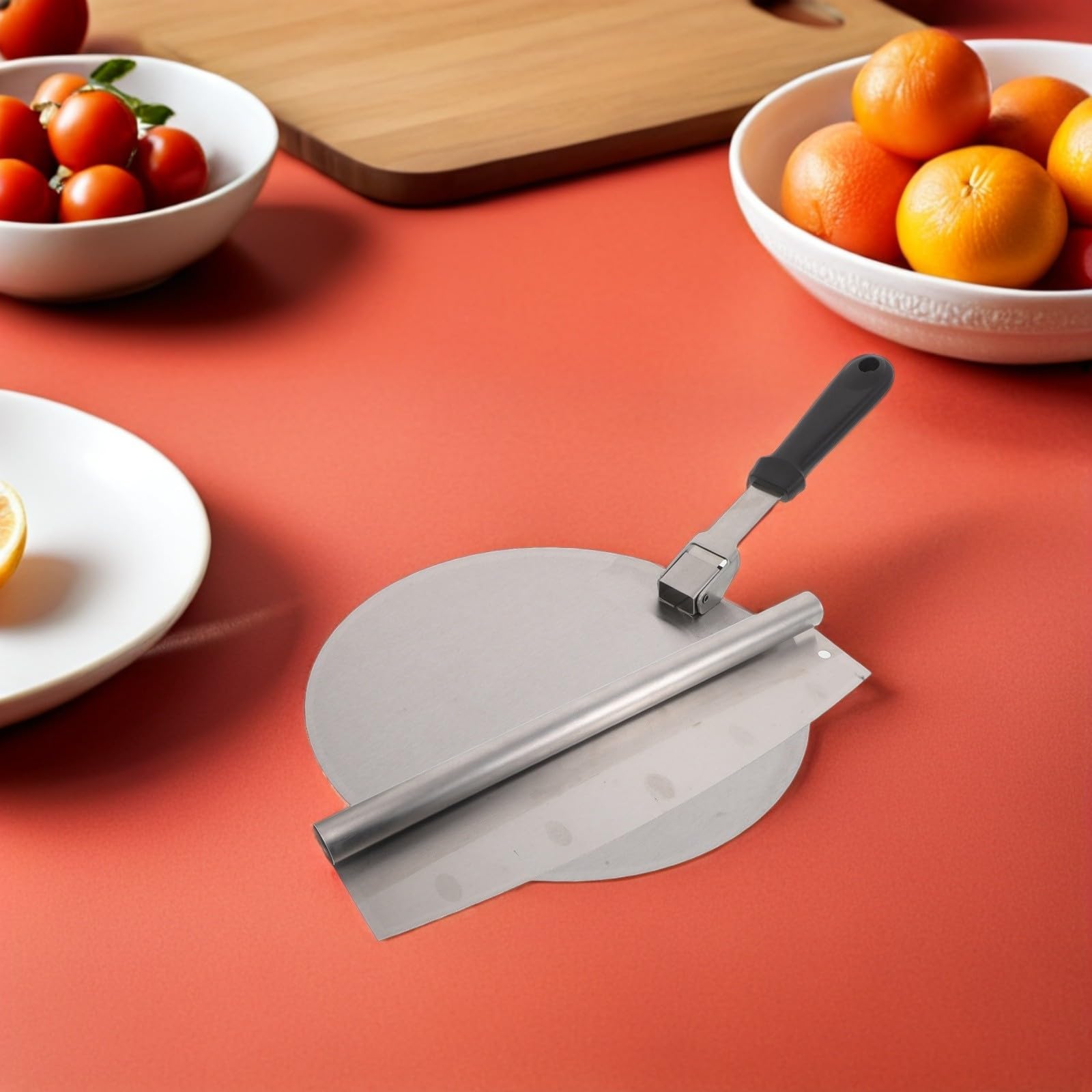 Juego de 2 Espátulas para Pizza de Acero Inoxidable con Mango Plástico | 25 Cm, Forma Redonda, Diseño Ergonómico, Limpieza Rápida y Asa Aislante del Calor