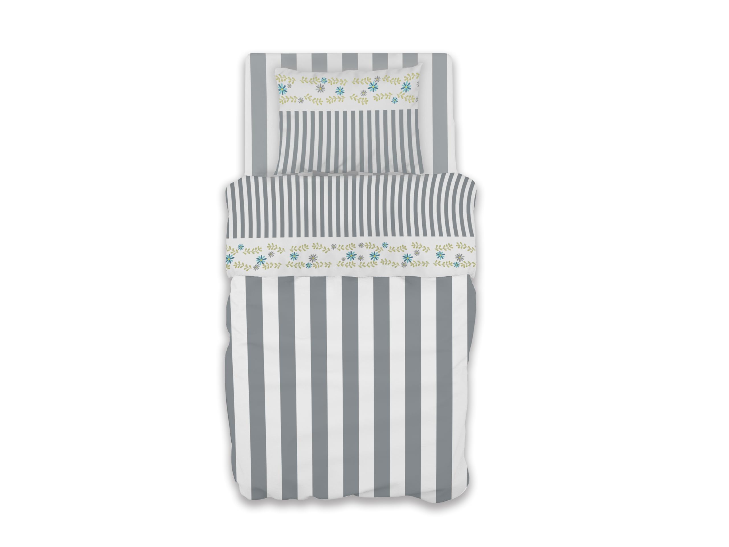 GEMITEX Completo Letto Cotone In, 100% COTONE, Traspirante, Privo di Sostanze Nocive, Qualità Certificata STANDARD 100 by OEKO-TEX Fiducia nel Tessile, SINGOLO, G26/GRIGIO, Designed in Italy