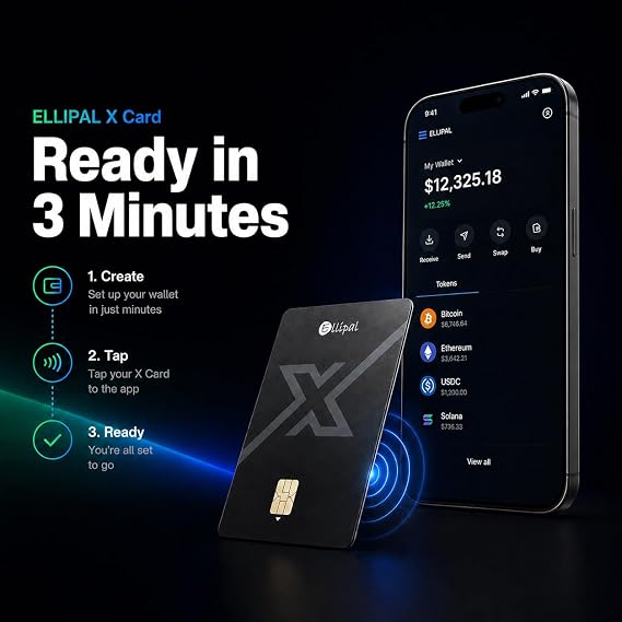 ELLIPAL X Card Crypto Wallet Cold Wallet for Bitcoin, Ethereum, XRP, NFTs & 10,000+ Tokens NFC Hardware Wallet for Cold Storage