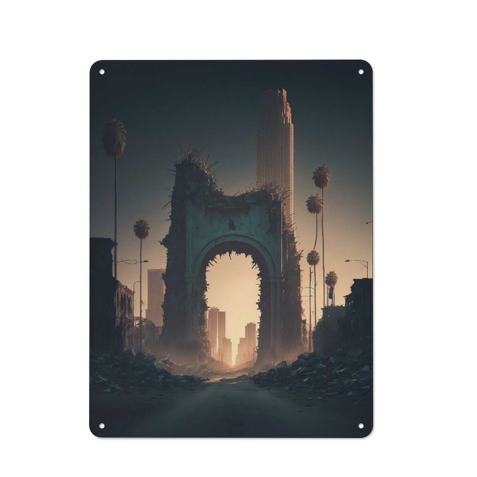 Los Angeles Warehouse Style Metal Wall Decor 40x30cm, Metal Wall Sign for Workspace, Cafe, Hallway Or Garage