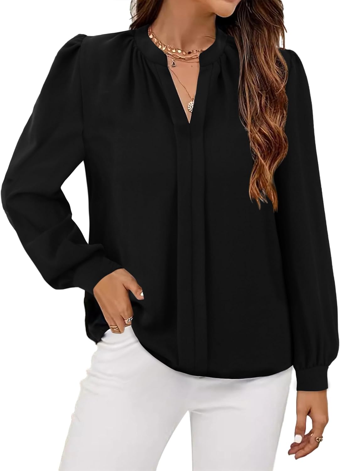 Avanova Women Long Sleeve Blouse V Neck Tops Work Business Casual Shirts - Image 3