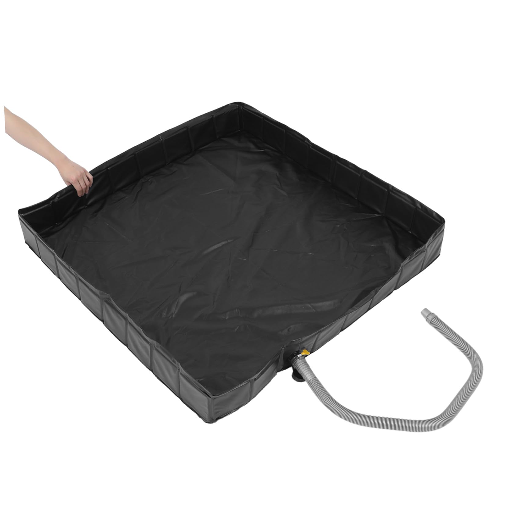 DOITOOL Plato de Ducha Plegable Cuadrado 104cm X 104cm Negro | Pvc y Pp, Desagüe Desmontable Incluido, para Suelos de Cabina y Uso en Rv