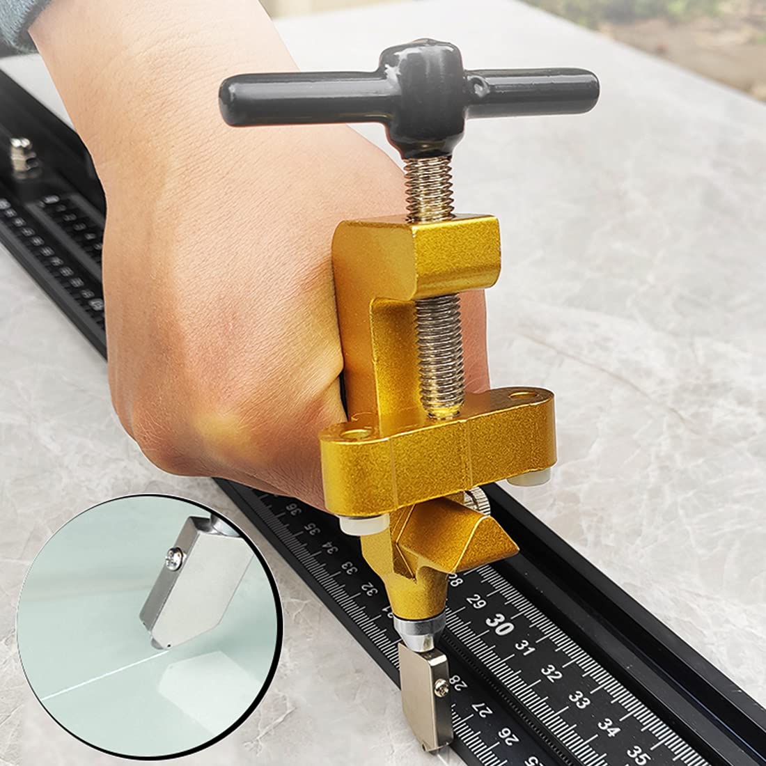 Tagliapiastrelle Manuale in Vetro Tile Glass Cutting Tool 2 in 1 con 2 Lame in Acciaio al Tungsten, Vetro, Specchi, Piastrelle, Piastrelle Smaltite per il Taglio del Vetro