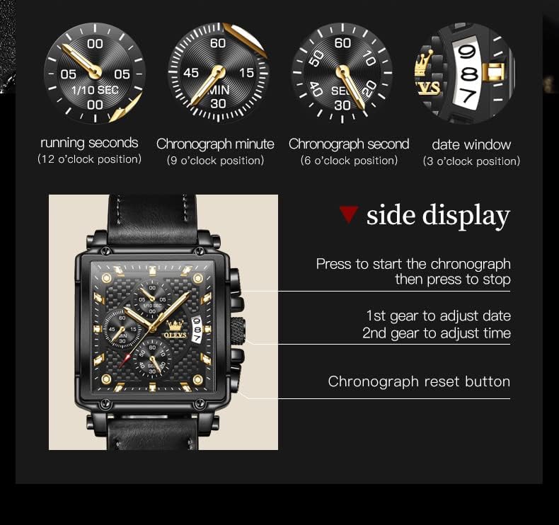 OLEVS Stylish Wrist Watch for Men,Silicone Strap Men Watches,Pro Diver Stainless Steel Chronograph Watch,Waterproof Date Dress Watch for Man,Large Face Male Watch - Image 5