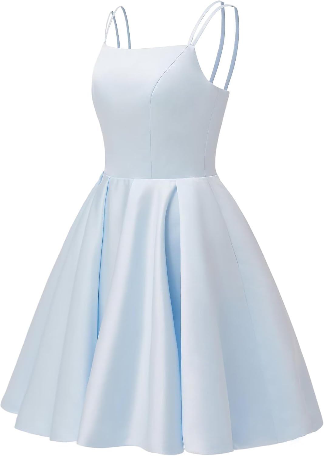 Tianzhihe Satin Homecoming Dresses for Teens 2026 Spaghetti Straps A-line Square Neck Short Prom Dresses with Pockets - Image 7