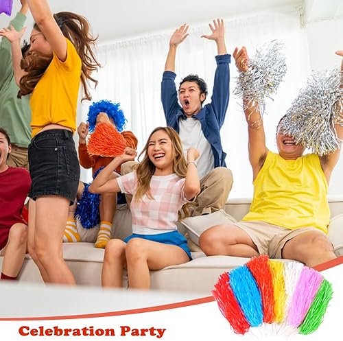 Miniatura 5 de Lovecheer 24 pompones de plástico de animadora con asa para animadoras deportivas y bailar