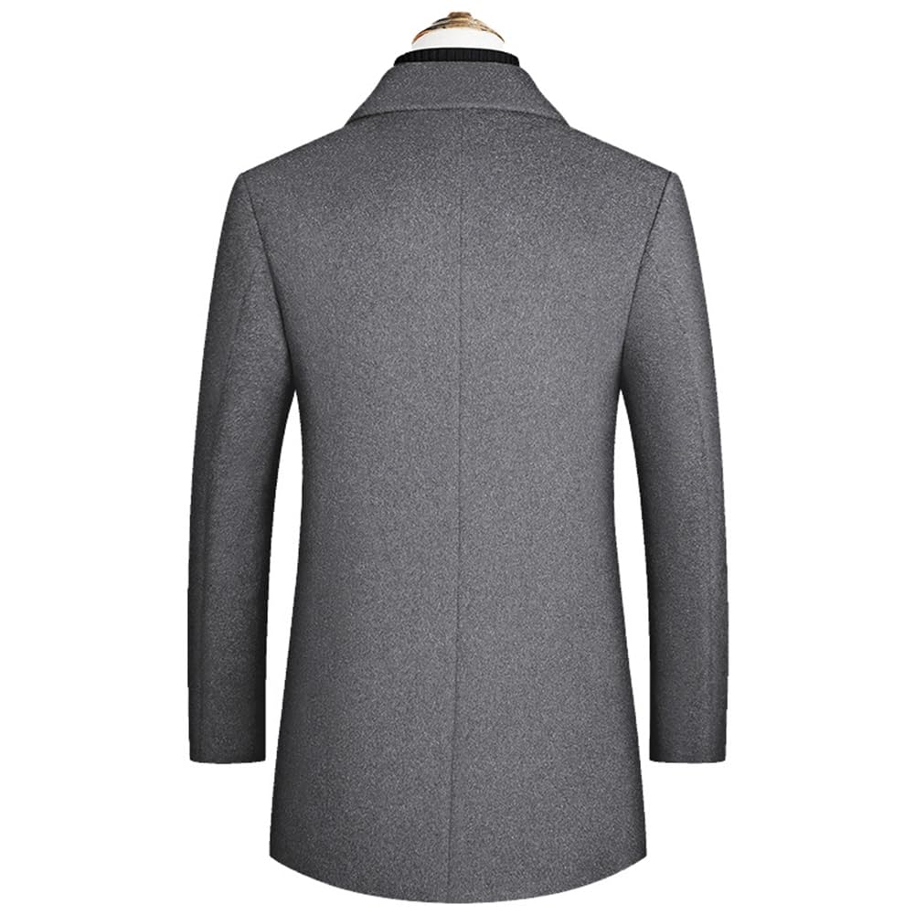 Cappotto da Uomo in Misto Lana Cappotto Media Lunghezza Invernale Antivento Revers Overcoat Caldo Coat Spessa Outerwear a Vento
