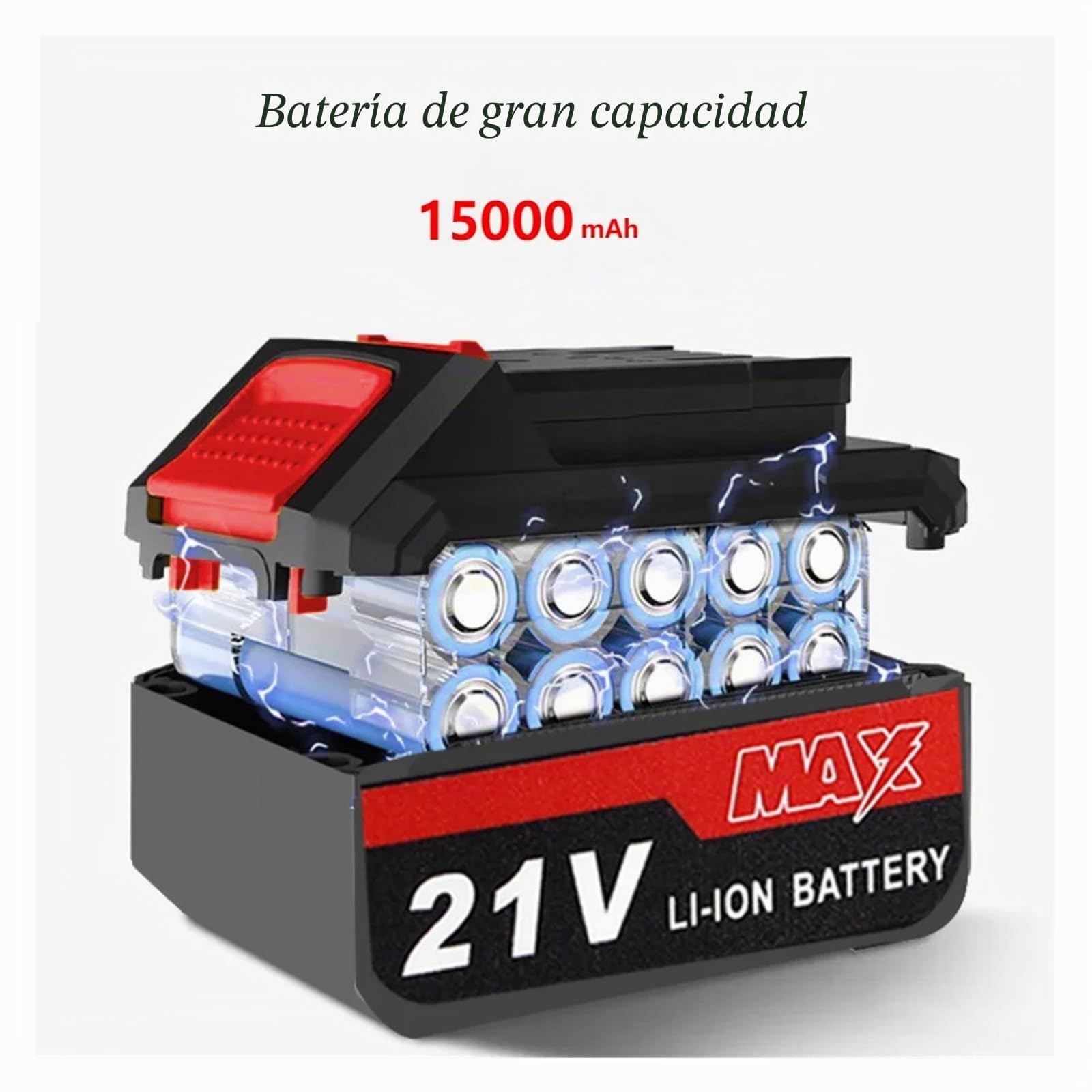 Batería Recargable de Iones de Litio de Gran Capacidad, 21 V y 15 000 mAh, Compatible con Makita, Llave eléctrica inalámbrica, Taladro, Destornillador y Herramientas eléctricas.(2pcs)