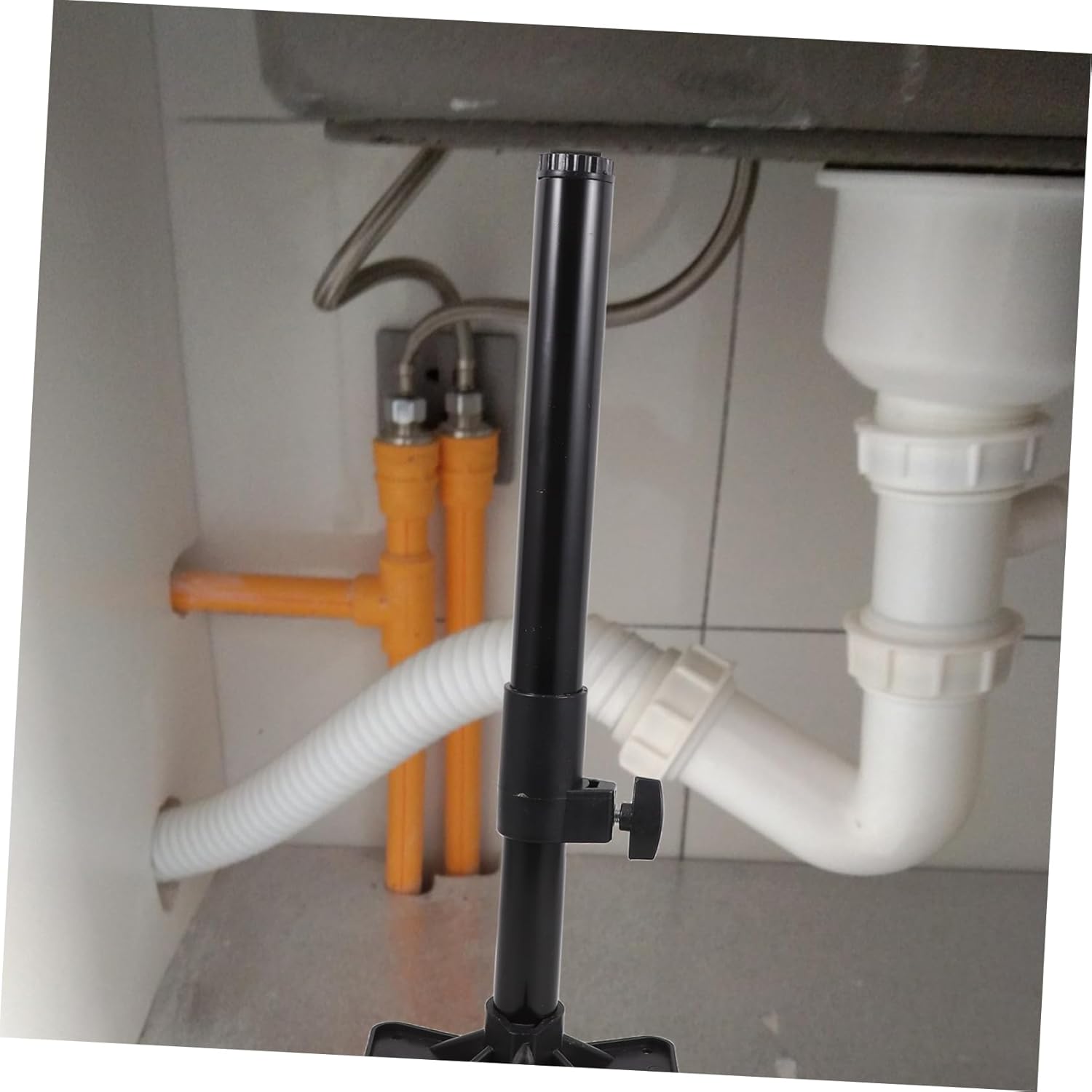 VILLCASE 2Pcs Adjustable Undermount Sink Bracket Black Support Poles for Kitchen Bathroom Versatile Compatibility Stylish Design Adjustable