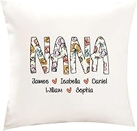Vista 20 de Mimi - Almohada personalizada para abuela, diseño de flores y flores, regalo para abuela, mamá de hija, nietos, día de la madre, cumpleaños