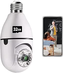 1080P Light Bulb Camera, Wireless WiFi Home Security Camera 360° Surveillance Cam with Motion Detection Alarm Night Vision Light Socket Camera (1 Pack 2.4GHz with 32G SD Card) asin的图片