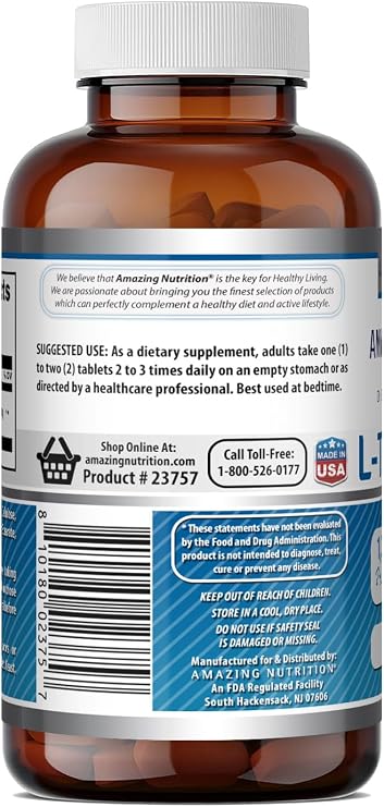 Amazing Formulas L-Tryptophan 1000mg 60 Tablets Supplement | Gluten Free | Made in USA